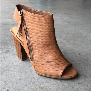 Delicious Women's Peep Toe Booties in Tan